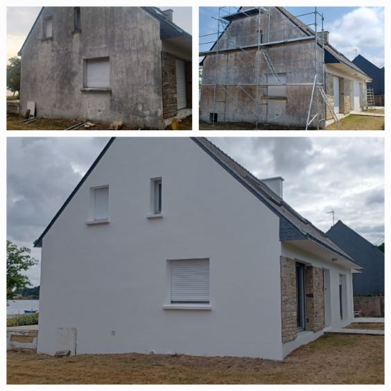 Ravalement de façade d'une maison avant-après sur Belz